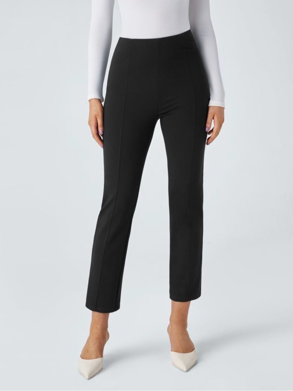 Halara NWT High Waisted Front Seam Cropped Work Pants Back Pockets Small